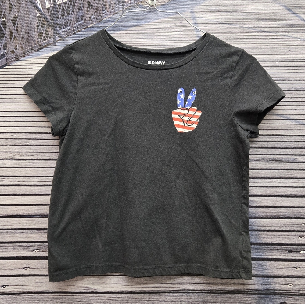 OLD NAVY Patriotic Peace Better Together Family Match Double-sided T-shirt 10-12